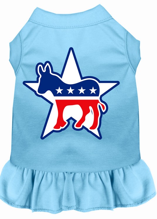 Democrat Screen Print Dress Baby Blue XS